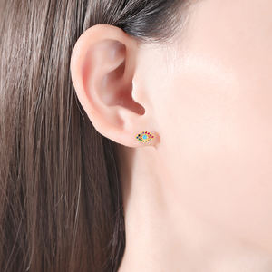 Pendientes Pequeños de Circonita Multicolor CZCITY 2026, Joyería de Plata de Ley con Circonita Cúbica Colorida para Mujer - Product Image 3