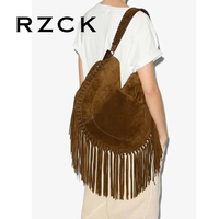 RZCK Nouveau Sac fourre-tout de luxe décontracté en daim de daim vintage à franges, porté épaule ou à l'épaule, ouvert, élégant, grande capacité