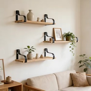 Wooden Handicrafts Floating Wall Shelf Wall Mounted Organizer Bathroom Toiletries Display Rack <strong>Background</strong> Decoration Wall Sign - Product Image 1