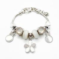 Gouden blauwe kersenbloesem kralenarmband verstelbaar bloemmotief bedel zinklegering kristal strass unisex trendy mode