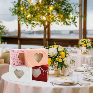 Hình Trái Tim Món Quà Ngày Valentine Điều Trị Bao Bì Hộp Giấy Với Cửa Sổ Wedding Party Bánh Kẹo Hộp Giấy Với Ruy Băng - Product Image 6