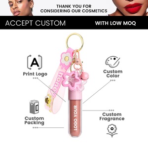 Set Lipgloss Anak Vegan Tahan Lama Anti Air Lucu dengan Label Pribadi, <span class=keywords><strong>Lip</strong></span> <span class=keywords><strong>Gloss</strong></span> Cair Mengkilap dan Mempertebal Bibir, Dilengkapi Gantungan Kunci - Product Image 1