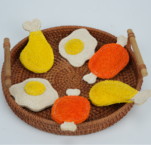 Zenidoo Eco-Friendly Pure Natural Loofah Chew <b>Toys</b> for <b>Cats</b> & Dogs-<b>Interactive</b> Poached Egg & Drumsticks Shapes Colorful Edible - Product Image 2