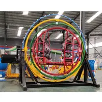 Human Gyro Carnival Ride for 4 Person, 3D Swing Space Rings