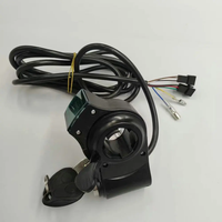 Akselerator pemindah jempol 12-100v, Voltmeter baterai tampilan Digital + kunci/3 tombol + saklar kecepatan untuk suku cadang sepeda Mtb skuter