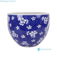 RXCS11-C Vase en porcelaine chinoise antique, motif paysage à fenêtre ouverte, bleu et blanc, motif prune glacée