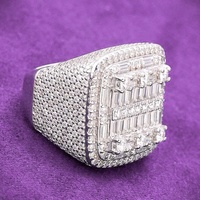 Bague Bling Bling Hip Hop en Argent Massif 925 Sertie Moissanite Coupe Baguette VVS Testée Diamant, Idéale pour Hommes et Femmes