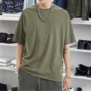 Camiseta de Manga Corta para Hombre, 100% Algodón, Teñida con Hilo, Estilo Hip Hop, Cuello Redondo, Ajuste Holgado, Estampado por Transferencia de Calor, Tejida - Product Image 3