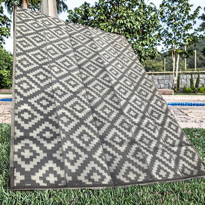 Tapis d'extérieur pliables en polypropylène de haute qualité, imperméables, gris et blancs, pour 4 saisons, en liquidation, pour patio, jardin, véranda, balcon - Product Image 6