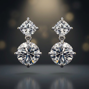 Boucles d'oreilles pendantes en or blanc de forme ronde avec diamants, bijoux fins de luxe, cadeau de mariage pour femmes - Product Image 3