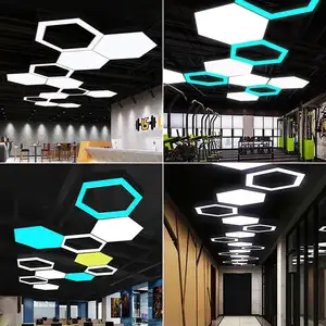 Durlitecn Office RGB Hexagonal LED Light Hanging Ceiling Garage Working Light Special-Shaped Pendant Light For Gym