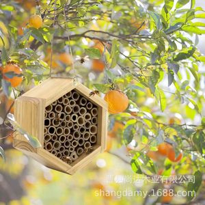 Solid wood hexagonal insect nest outdoor decoration <b>garden</b> beehive birdcage <b>garden</b> <b>hanging</b> insect honeycomb - Product Image 3