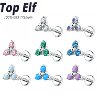 Boucles d'oreilles en titane G23 ASTM F136 avec zircone en forme de fleur exquise, clous de nez, clous de lèvre, bijoux de piercing corporel