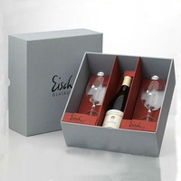 Boîte cadeau rigide de qualité supérieure avec insert en mousse personnalisé, étui de transport en tissu noir avec poignée pour coffret cadeau de boissons, logo personnalisé
