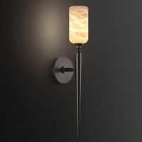 Applique murale LED longue en laiton à lumière chaude avec télécommande, abat-jour en marbre alabastro, CRI 90, pour hôtel, télévision, porche, escalier