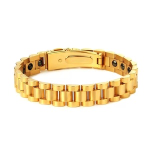 Bracelet en acier inoxydable de 10 mm de largeur avec éléments en hématite et aimants noirs - Product Image 5