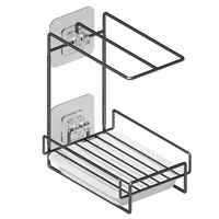 Étagère de rangement pour évier de cuisine, type sur comptoir, double niveau, en métal, porte-éponge à vaisselle