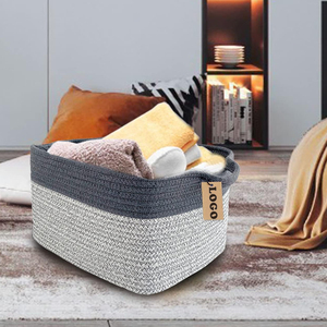 S/3 Handmade Thân Thiện Với Môi Hình Chữ Nhật Bông Sợi Dây Thừng Đóng Mở Dệt Trang Trí Lưu Trữ Giỏ Cho <span class=keywords><strong>Amazon</strong></span> Hot Bán - Product Image 4