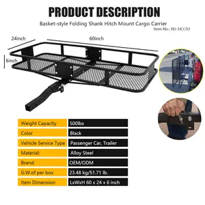 China travel transport suv mobil belakang lipat trailer lipat hitch mount kargo pembawa keranjang rak baki keranjang