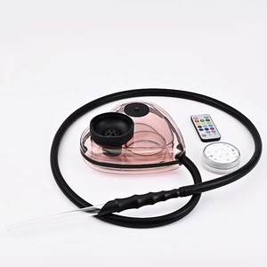 Juego de narguile con luz LED portátil en forma de corazón con logotipo personalizado, nuevo soporte de carbón acrílico para Shisha de viaje, ligero, para la venta al por mayor - Product Image 5