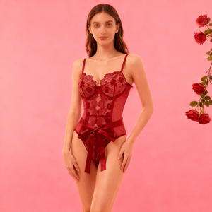 US Lagerbestand Weihnachts-Rote Spitzen-Lingerie Sexy Dessous-Anbieter Unterwäsche für Frauen Lingerie-Set Sexy Unterwäsche Damen - Product Image 5