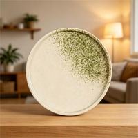 Assiettes de service en céramique faites à la main de style vintage 8'' / 10'' avec motif spirale marron en grès pour plats occidentaux