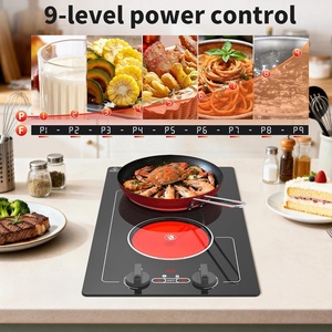 Table de cuisson électrique VBGK 110V 2100W 2 brûleurs, <span class=keywords><strong>vitrocéramique</strong></span>, encastrable, commande par bouton, 9 niveaux de puissance, verrouillage enfant, minuterie - Product Image 5