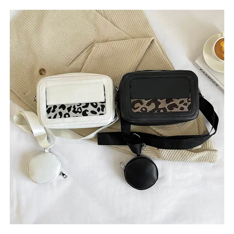 2023 Newest Wholesale Vegan Leather Crossbody Women Messenger Handbag Leopard Print Small Bag Square Crossbody Bag
