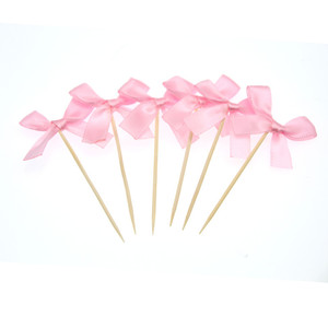 Handmade Bow Toothpick Flags Cake <b>Toppers</b> 12 Cm Disposable Holiday Wedding <b>Birthday</b> Dessert Decorations - Product Image 3