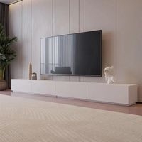 Mueble de TV y Mesa de Centro Ultra Largos de Diseño Moderno Minimalista en Negro para Dormitorio y Sala de Estar, Inspirado en Paneles de Roca