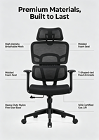 Chaise de bureau exécutive ergonomique contemporaine noire, réglable en hauteur, avec cadre en acier inoxydable et pivotante, vente en gros