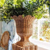 Base de vase en rotin tressé moderne de luxe, support de présentation de fleurs pour mariage, décoration de style rustique, vase sur pied