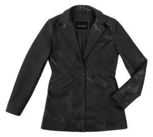 Blazer de Mujer Personalizado 100% Cuero Nappa Negro Genuino, Corte Entallado, Marca Privada OEM/ODM, Estilo Moderno y Lujoso - Product Image 1