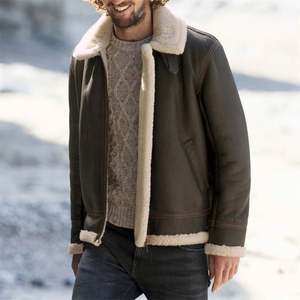 Manteau d'hiver en cuir personnalisable Doublure chaude en polaire Sherpa Conception zippée en laine de haute qualité Tissage non tissé Veste de marque personnalisée - Product Image 1