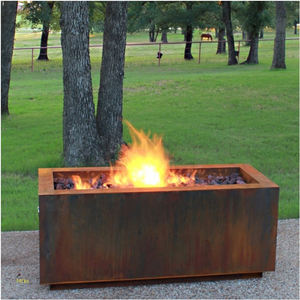 Rectangle personnalisé Rectangle arrière-cour jardin Camping foyer au gaz barbecue gril extérieur en acier corten foyer - Product Image 2