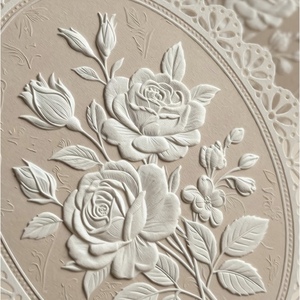 Tarjeta de Felicitación de Boda con Impresión de Vainilla Premium, Diseño Floral en Relieve 3D, Corte Láser Personalizado, Papel de Arte Grueso, Impresión Digital - Product Image 2