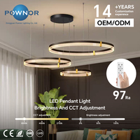 Luminaire suspendu circulaire LED à haute efficacité 80 lm/W, design à trois anneaux, CRI97, rendu des couleurs élevé, pour salle d'exposition