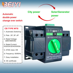 BEIYI Commutateur <span class=keywords><strong>de</strong></span> transfert automatique (ATS) populaire 2 pôles 63A pour générateur, solaire et alimentation <span class=keywords><strong>de</strong></span> secours, avec schéma <span class=keywords><strong>de</strong></span> câblage - Product Image 1