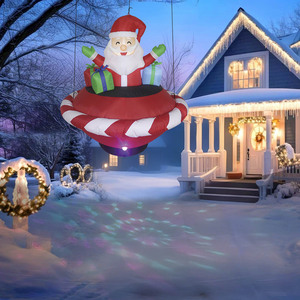 จานบิน LED รูปซานต้าพองลมได้กันน้ำใช้ไฟ DC สำหรับตกแต่งวันหยุดในบ้านสวนสนามหญ้าระเบียงปาร์ตี้60in - Product Image 6