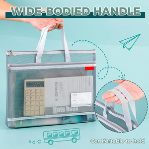 Grande pochette transparente en nylon légère à double poche A4 avec fermeture éclair en maille pour projets de puzzle, point de croix, voyage et bureau - Product Image 1