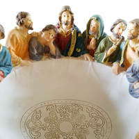 Custom Religieuze Decoratieve Jezus Apostelen Sculptuur Keukengereedschap Ronde Fruit Salade Serveerschaal Laatste Avondmaal Fruit Bowls