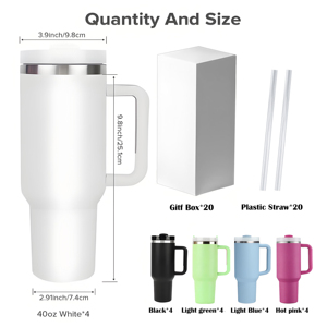 20 unidades de vasos térmicos de acero inoxidable de 40 oz con grabado láser personalizado, con tapa y pajita, desde almacén de EE. UU. - Product Image 2