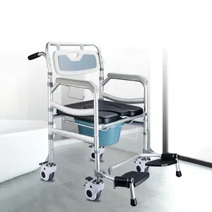 Aluminium Alloy Bathroom Wc Toilet Piss Toilet Rolling Commode Disabled Bath Commode Shower Chair For The Elderly