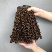 Tissage en lot de cheveux brésiliens bruts 12A Dd Pixie Curl Double tirage Cheveux humains brésiliens Fumi Afro Brown Pixie Curly de Chine