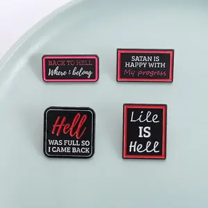 Broches de Esmalte Gótico Punk 'Vuelvo al Infierno', 'El Infierno Estaba Lleno, Entonces Regresé', Insignias Decorativas para Mochila <span class=keywords><strong>y</strong></span> Solapa, Joyería, Regalo para Amigo - Product Image 2