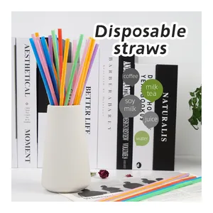 Manufacturers Colorful Food Grade Custom Logo Straw Print PP Plastic Drinking Art Fancy Disposable Straw