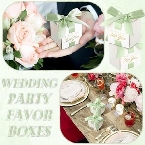 Scatoline Portaconfetti per Matrimonio, Mini Scatole Regalo con Nastro, Bomboniere per Ringraziamento, Regali per Addio al Nubilato, Verde - Product Image 6