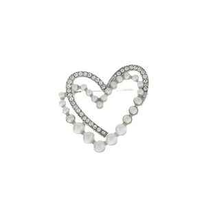 Broche en forme de cœur avec perle, en alliage de zinc, bijoux de mode pour femmes, accessoire cadeau - Product Image 5