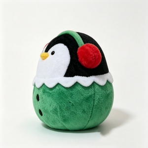 Adorno de Peluche de Pingüino Navideño Redondo Personalizado, Pingüino Regordete con Traje de Duende, Muñeco de Peluche de Pingüino con Orejeras de Invierno - Product Image 5