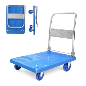 Draagbare Zware Beweegbare Opvouwbare Platform Handtruck Flatbed Push Cart Trolley Dolly Kar Platform Structuur Handkarren